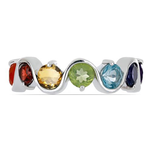 BUY NATURAL CHAKRA STONES RING IN 925 SILVER 